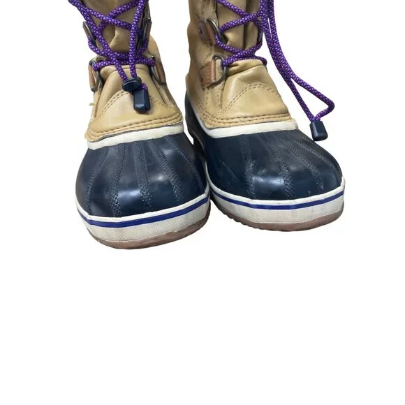 Sorel Joan of Arc Womans Tan Black Knit mid calf boots Sz 7 SKU 9565 - Picture 9 of 16